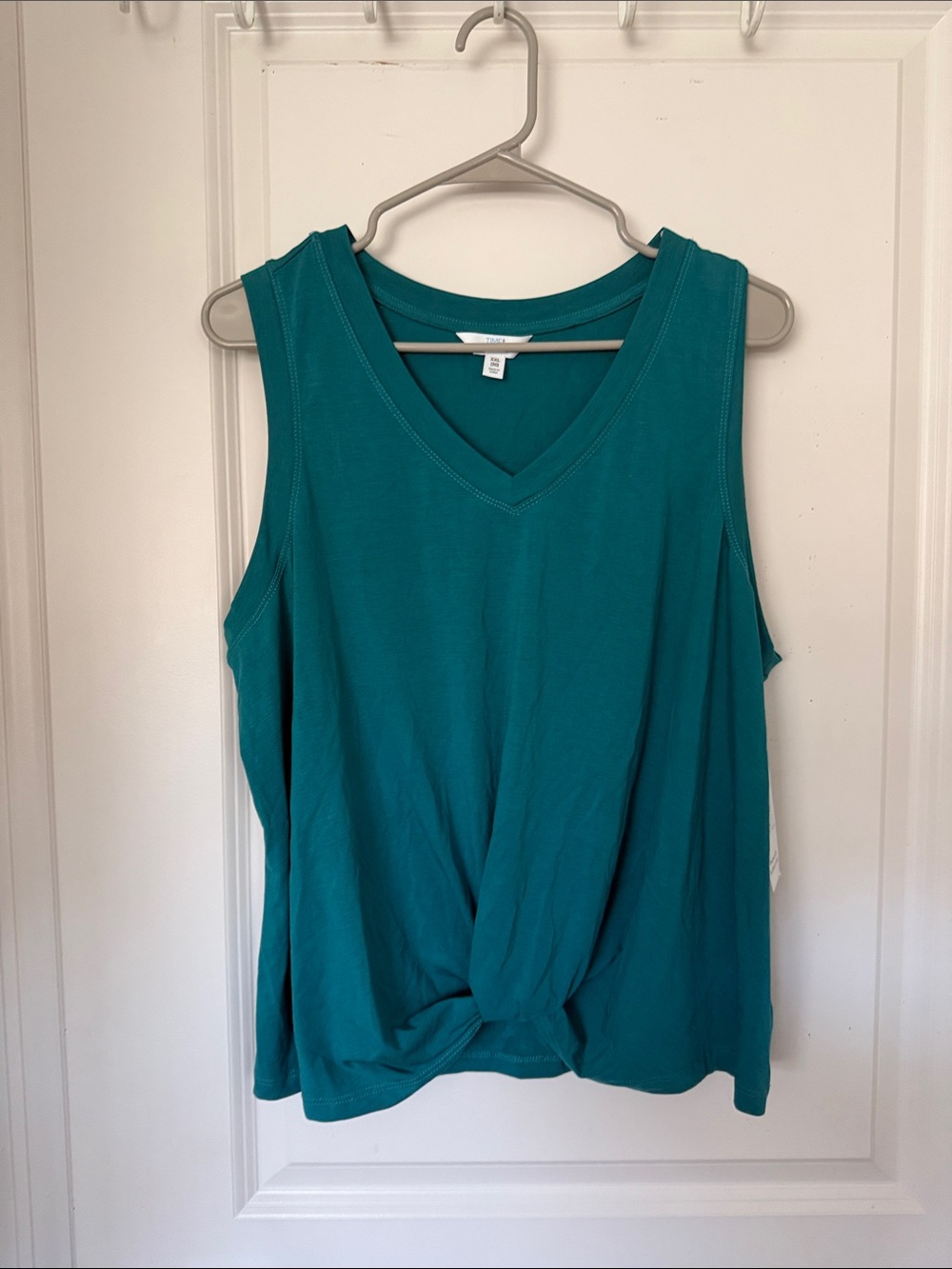 Time and Tru Teal V-Neck Twist Front Tank